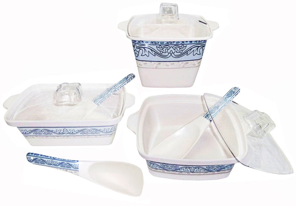 3-sets Casserole with Cover Blue