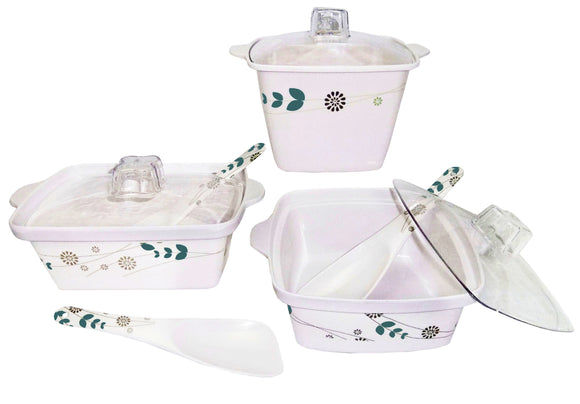 3-sets Casserole with Cover Green