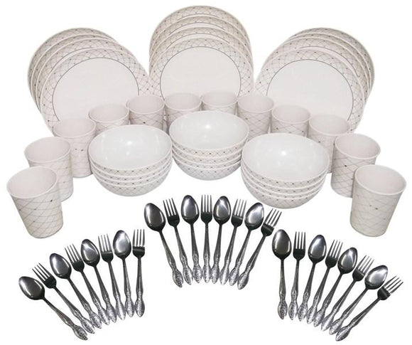 60-piece Round Party Plate Set Linear Black