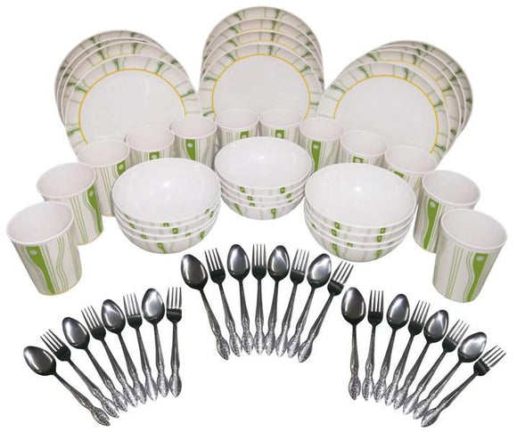 60-piece Round Party Plate Set Linear Green