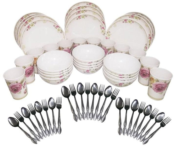 60-piece Round Party Plate Set Pink