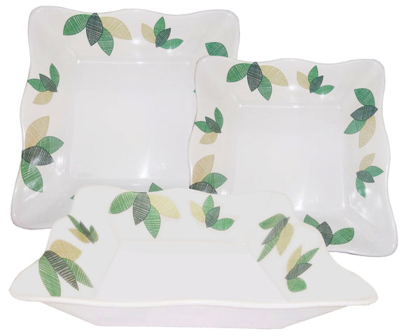 3-piece Floral Dish Plate Set Green