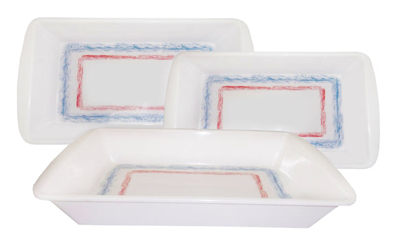 3-piece Rectangular Tray Plate Set Blue-Red