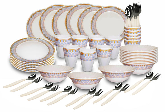 60-piece Pleats Premium Plate Set Crystal