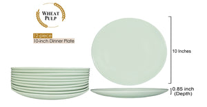 12-piece 10" Wheat Pulp Plate Sets (Seaweed)