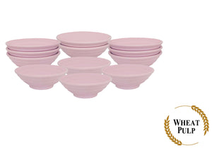 12-piece 4x1.75" Wheat Pulp Spiral Bowl Sets 150ml (Flamingo)