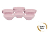 12-piece 5x2" Wheat Pulp Spiral Bowl Sets 250ml (Flamingo)