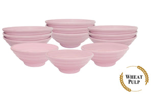 12-piece 6x2.25" Wheat Pulp Spiral Bowl Sets 450ml (Flamingo)