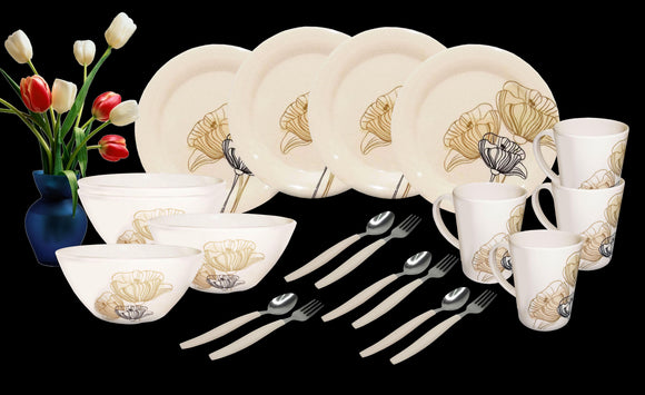 Nipponware 20-piece Premium Dinnerware Plate Set Floral Line Art