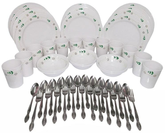 60-piece Round Party Plate Set Leaf Green (Fiesta Printed)